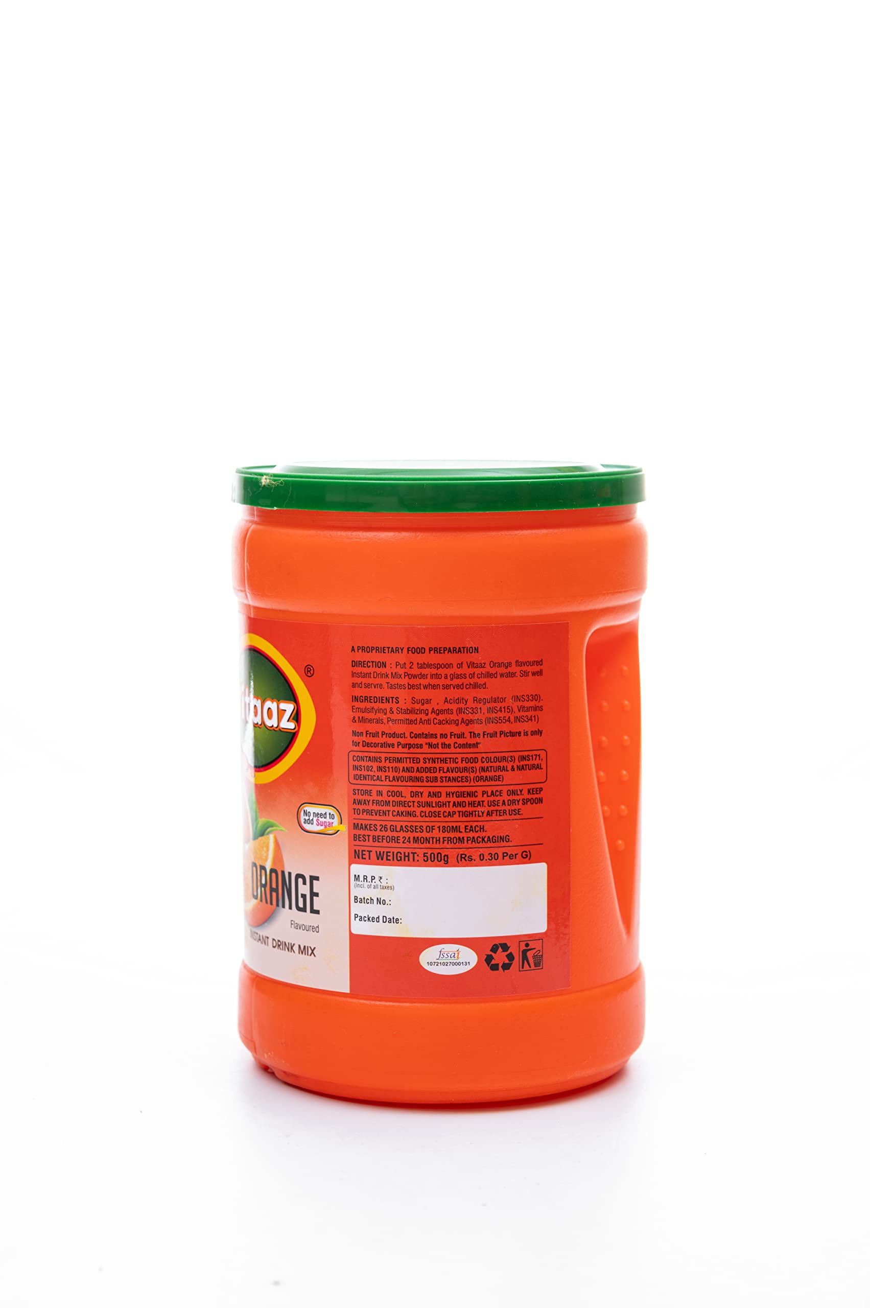 Vitaz Instant Drink Powder Mix, Orange Flavor, 500g Jar : Amazon